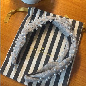 Lele Sadoughi Dove Grey Flannel Pearl Headband